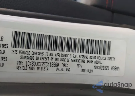 2014 Dodge Durango R/T из США, поврежденный, VIN 1C4SDJCT7EC419560